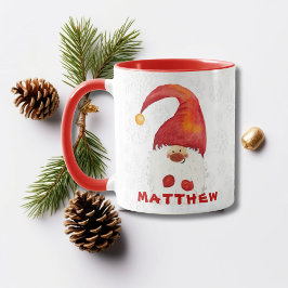 Taza Gnome Gorra rojo de Navidades curos personalizado
