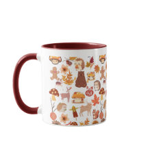 Gnomes, animales de bosque, hojas de otoño