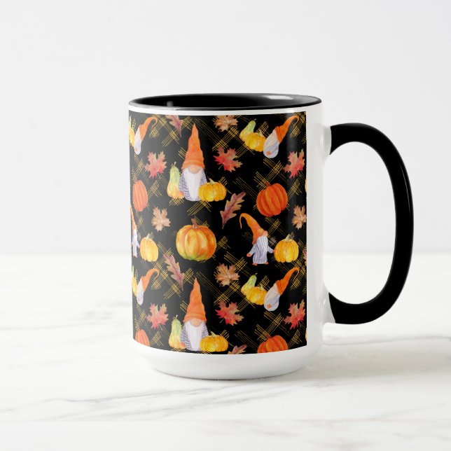 Taza Gnomes De Acuarela, Calabazas Y Hojas (Derecha)