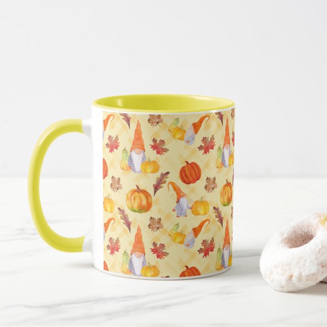 Taza Gnomis De Acuarela, Calabazas Y Sale De Combo (Con donut)