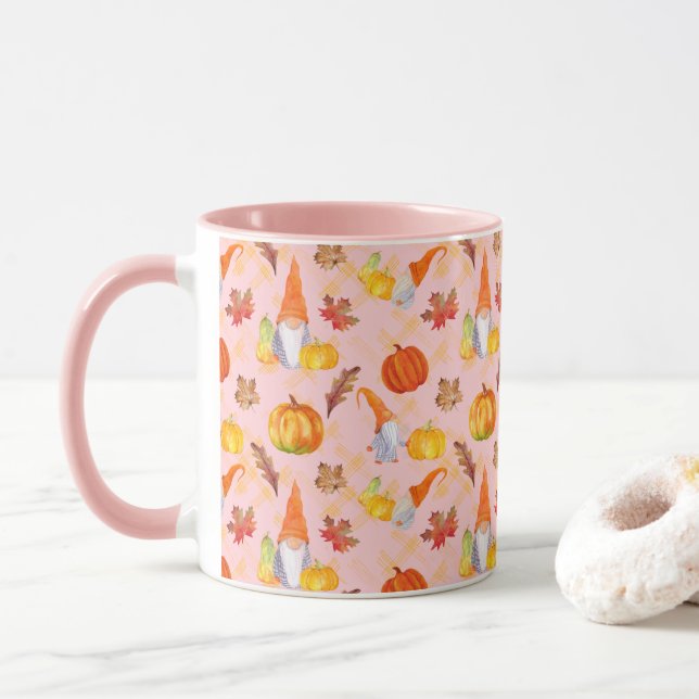 Taza Gnomis De Acuarela, Calabazas Y Sale De Combo (Con donut)