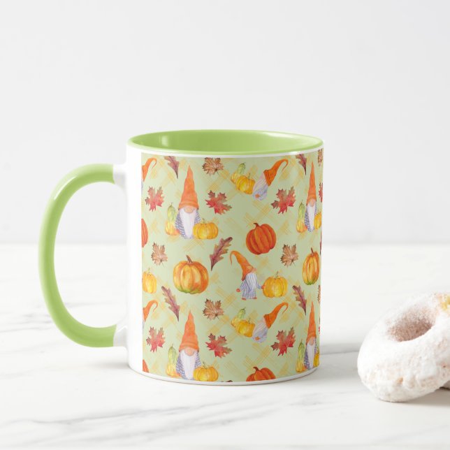 Taza Gnomis De Acuarela, Calabazas Y Sale De Combo (Con donut)