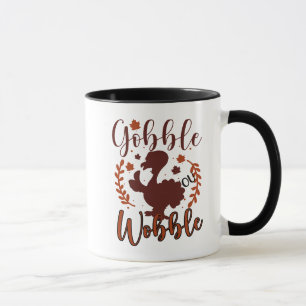 Taza Gobble Wobble Wordart Turquía Acción de Gracias
