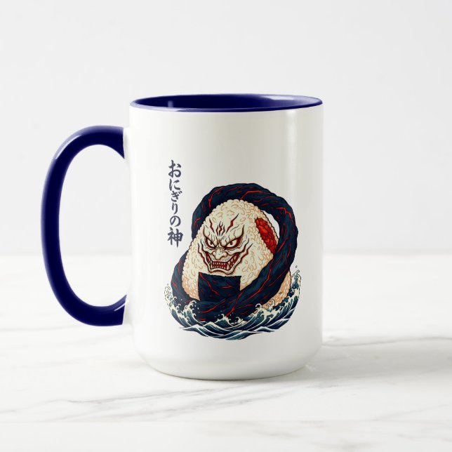 Taza God of Onigiri Oni Samurai Japanese Rice Ball Wave (Izquierda)