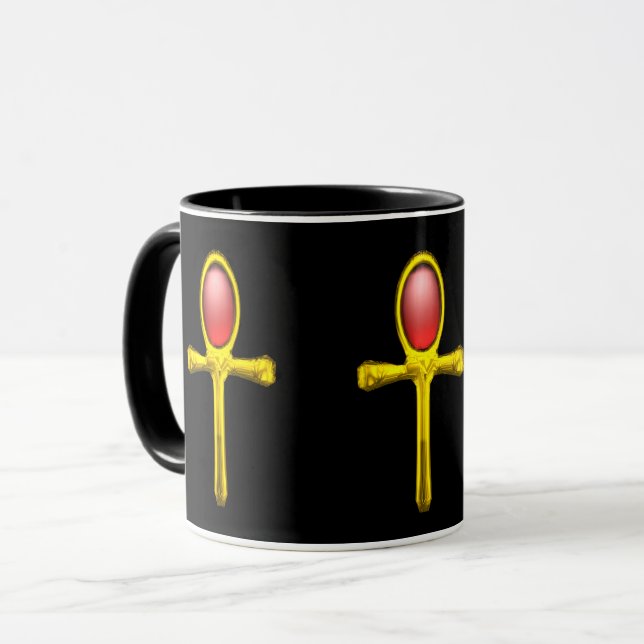 Taza GOLD ANKH, RED TALISMAN EGYPTIAN JEWEL Black (Anverso izquierdo)