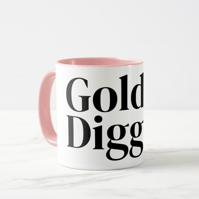Taza Gold Digger funny coffee mug with pink accents (Anverso izquierdo)