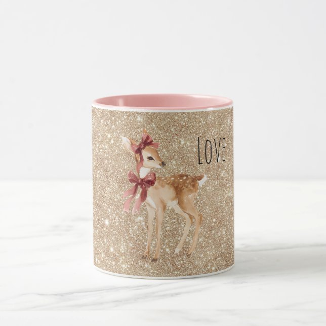 Taza Gold Glitter Deer Red Bows (Centro)