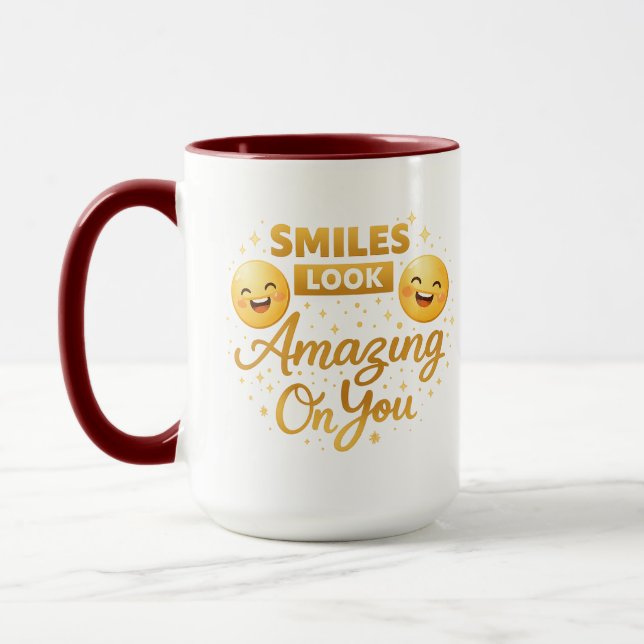 Taza Gold “Smiles Look Amazing On You” Combo Mug (Izquierda)