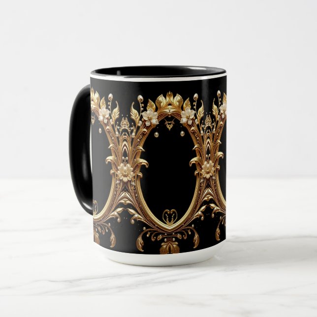 Taza Golden Floral Ornate Frame Mug (Anverso izquierdo)