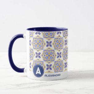 Taza Golden Harmony Blue Gold Mosaic  Mediterranean 