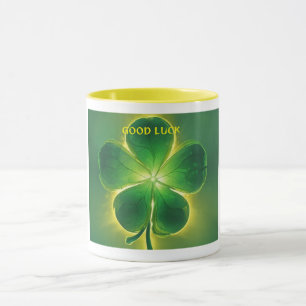 Taza Golden Lucky Clover Glow Buena Suerte
