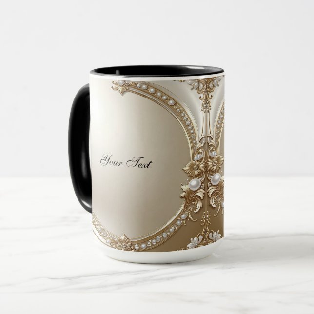 Taza Golden Ornate Frame with Pearls Mug (Anverso izquierdo)
