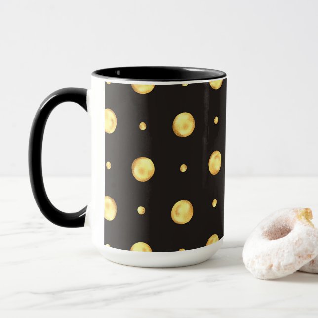 Taza Golden Polka Dot Two-Tone Mug, 15 oz (Con donut)