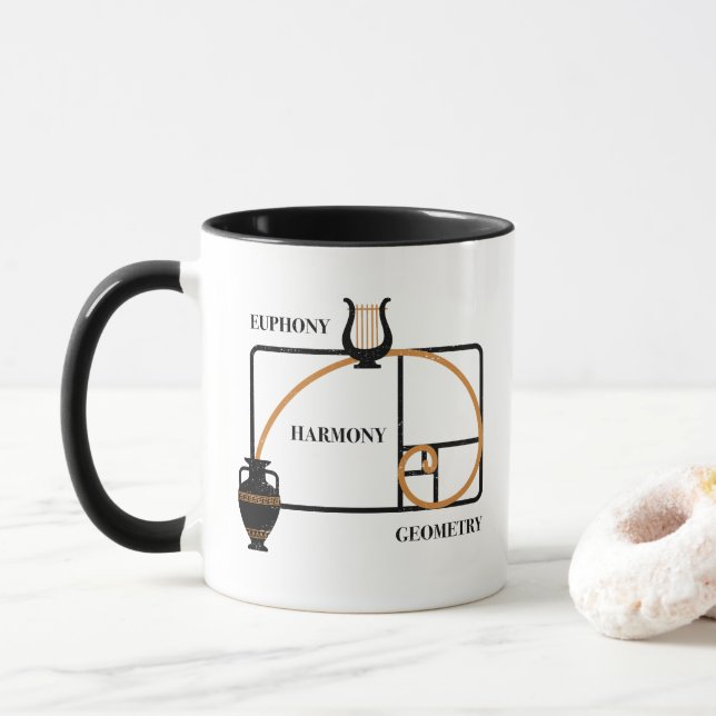 Taza Golden Ratio Greece: Euphony, Harmony, Geometry (Con donut)