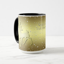 Taza Golden Reindeer Snowy Holiday Mug