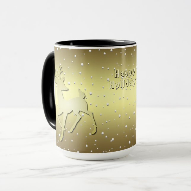 Taza Golden Reindeer Snowy Holiday Mug (Anverso izquierdo)