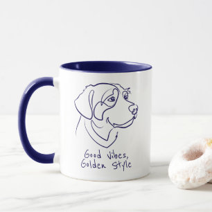 Taza Golden Retriever - Buenas Vibraciones, Estilo Dora