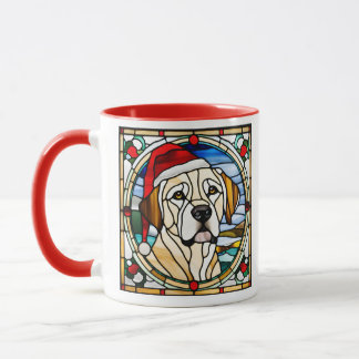 Taza Golden Retriever Christmas Stained Glass Mug