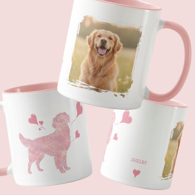 Taza Golden Retriever Custom Photo & Name Valentine (Subido por el creador)