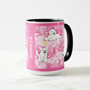 Taza Golden Retriever Puppy in Pink Garden