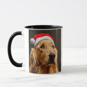 Taza Golden retriever que presenta para su navidad