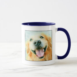 Taza Golden retriever sonriente en acuarela