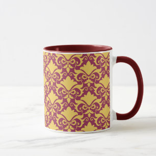 Taza Golden Wine Damask Bows