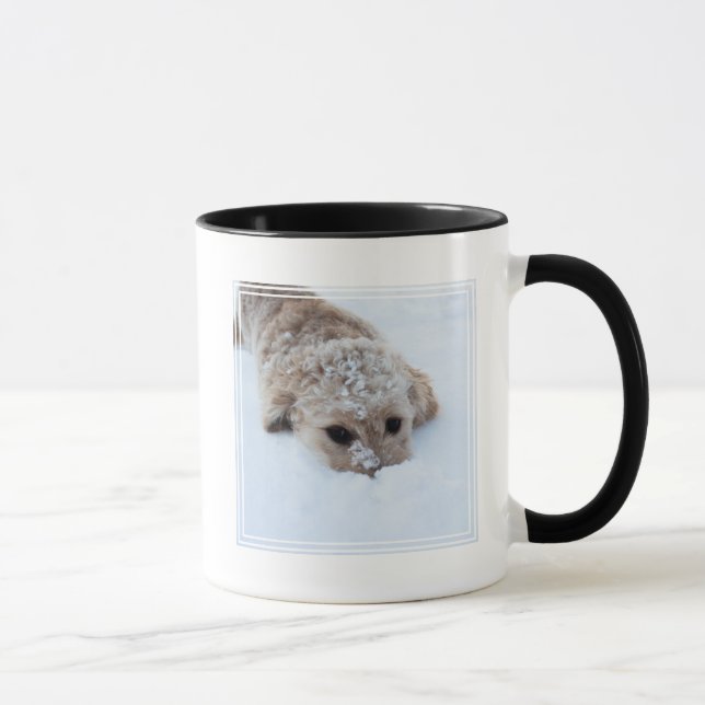 Taza Goldendoodle Con Nariz En Nieve (Derecha)