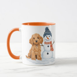 Taza Goldendoodle de invierno perro muñeco de nieve lin