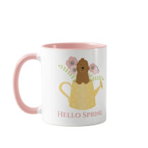 Goldendoodle en regadera