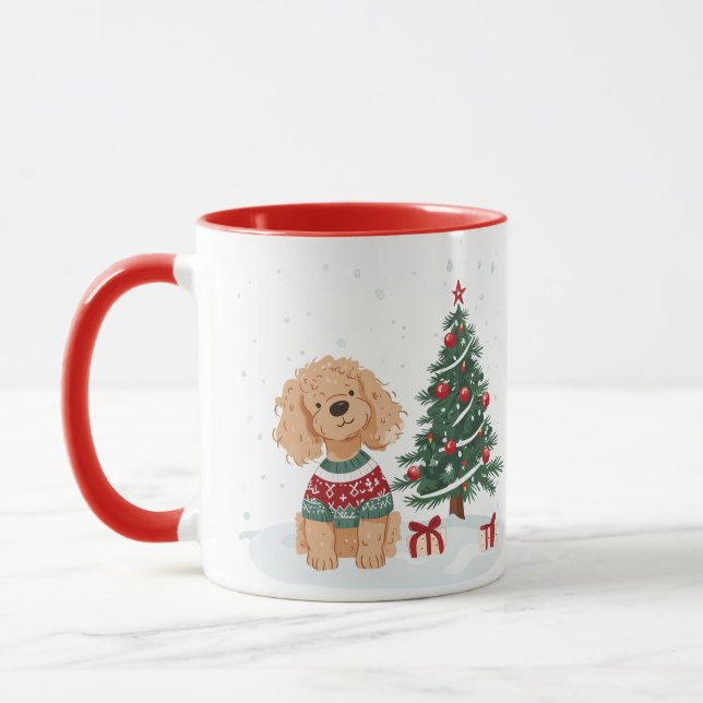 Taza Goldendoodle perro de Navidad (Izquierda)
