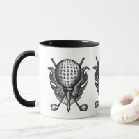 Golf Ball Tee Club Course Pen and Ink Golfer