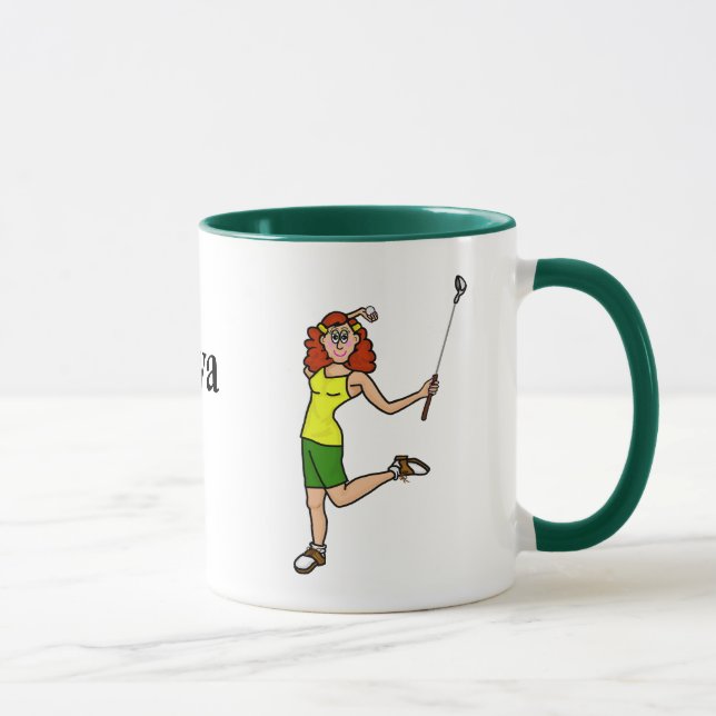 Taza Golf Diva Red Hiar Woman Golfer Mug (Derecha)