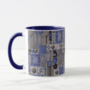 Taza Golf Patchwork Mug en azul