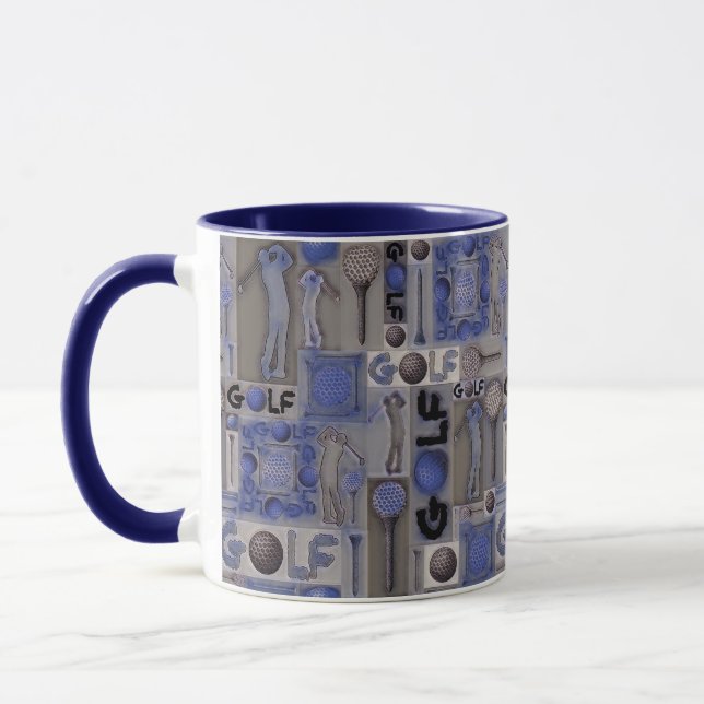 Taza Golf Patchwork Mug en azul (Izquierda)