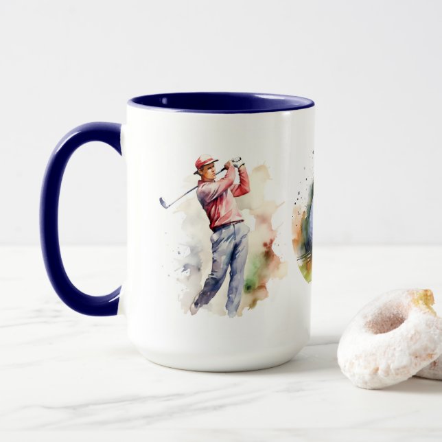 Taza Golfer acuarela (Con donut)