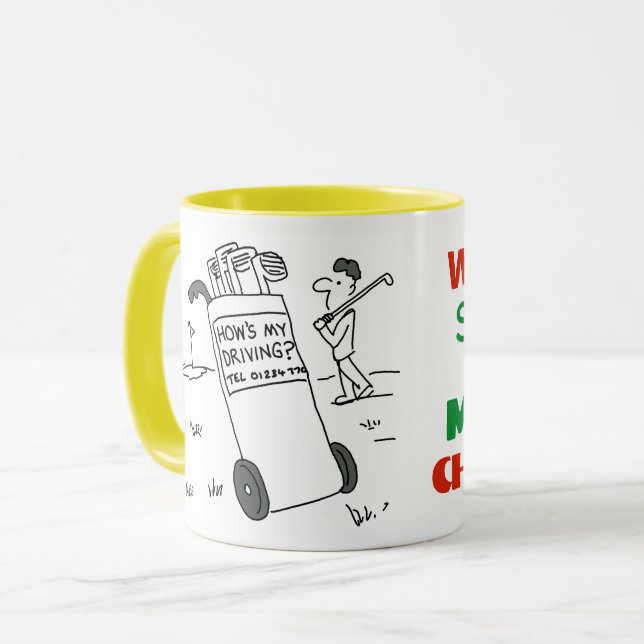 Taza Golfer tiene un Rótulo que dice "¿Cómo manejo?" (Anverso izquierdo)