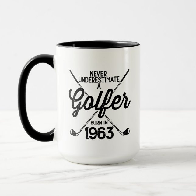 Taza Golfista de 60 años de edad, golf de 1963, 60 años (Izquierda)