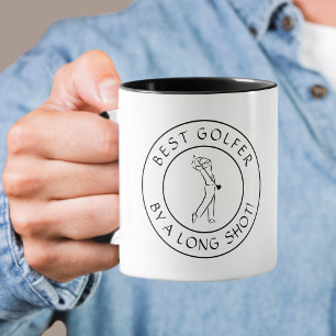 Taza Golfista De Mejor Golpe Largo Lindo Chiste Blanco 