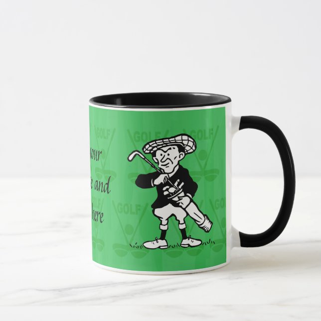 Taza Golfista personalizado del dibujo animado del golf (Derecha)