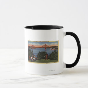 Taza Golfistas con el puente Golden Gate en segundo pla
