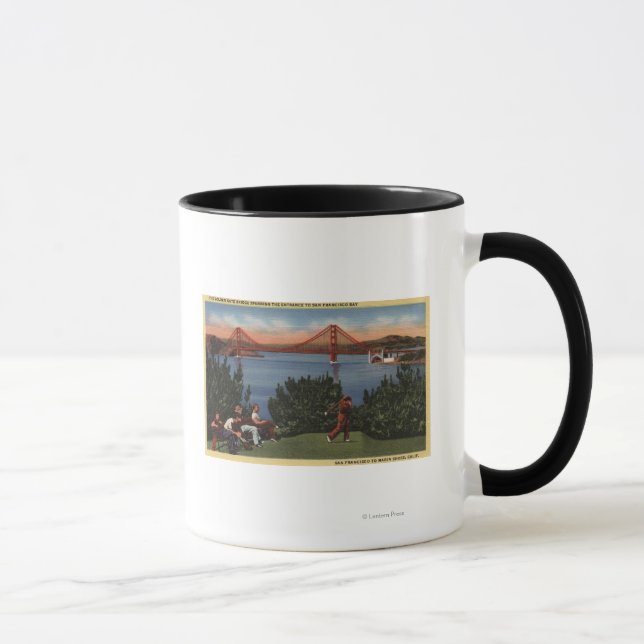 Taza Golfistas con el puente Golden Gate en segundo pla (Derecha)