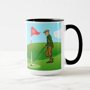 Taza Golfistas masculinos: 1 golpeando y 1 lanzando