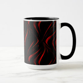Taza Golpes rojos ondulados sobre fondo negro