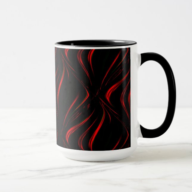 Taza Golpes rojos ondulados sobre fondo negro (Derecha)