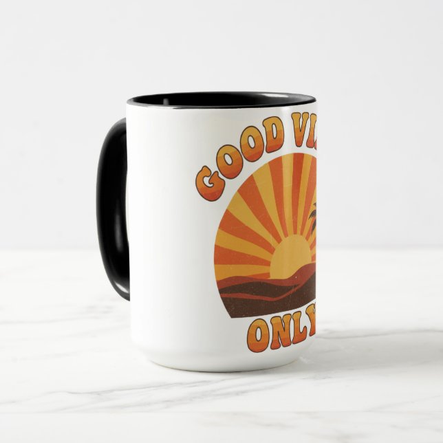 Taza Good Vibes Only Mug – Retro Sunburst Positivity Cu (Anverso izquierdo)