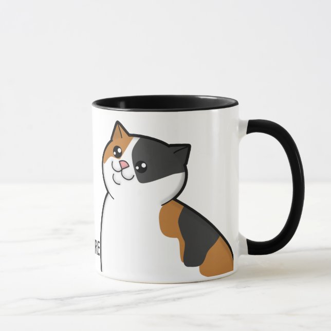 Taza gorda feliz del campanero del gato de calicó (Derecha)