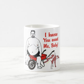 Taza gorda repulsiva divertida del hombre
