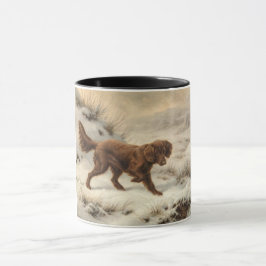 Taza Gordon Setter Dog en un paisaje invernal de nieve