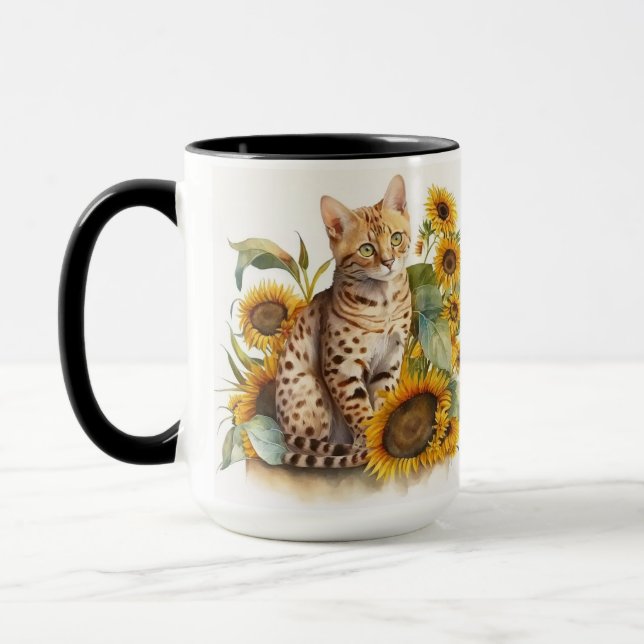TAZA GORGEOUS WATERCOLOR BENGAL CAT CON SILLONES (Izquierda)